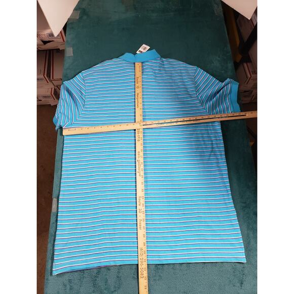Chaps Polo Shirt Size Extra Large Mens Blue Striped Cotton Golf Preppy NWT - Picture 7 of 8